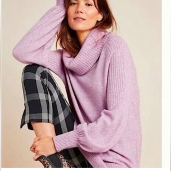 Anthropologie Sweaters - Anthropologie Paloma cowl neck sweater lavender relaxed fit Small